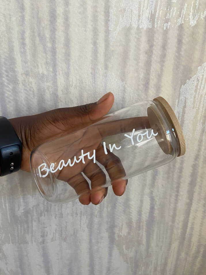 Brianna Beauty 500ml glass tumbler