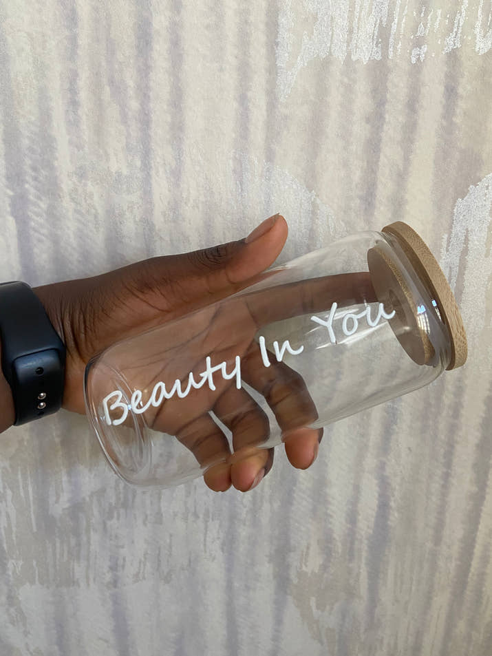 Brianna Beauty 500ml glass tumbler